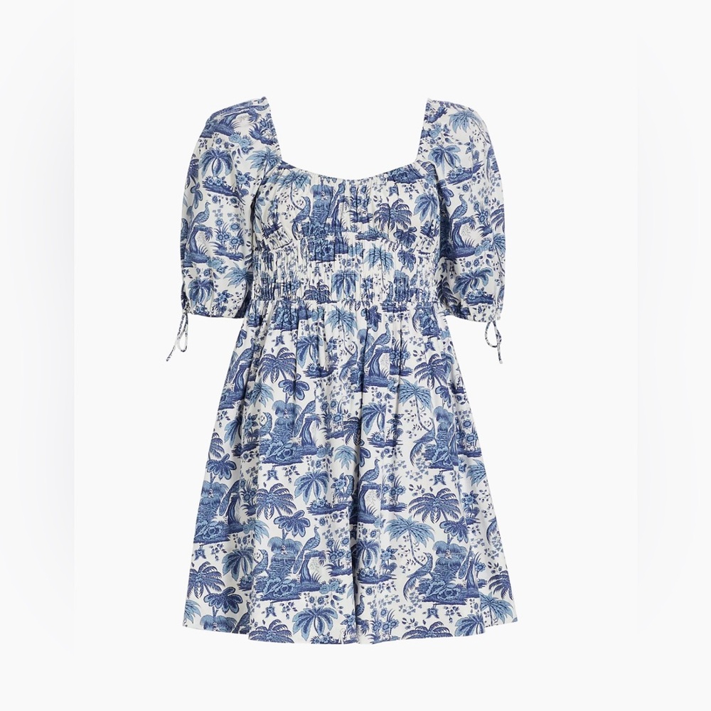 New Staud MINI FAYE DRESS BLUE TOILE Medium